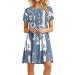 Women's Casual Floral Print Dress Summer Crew Neck Short Sleeve Beach Dress Swing Flowy Dresses for Women 2023 XX-Large 05-navy