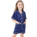 SWOMOG Kids Satin Pyjamas Set | Short Sleeve Silk Nightwear | 2 Piece Lounge Set | 4-5 Years | Navy Blue Dot - Buy Online on GoSupps.com