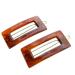 Parcelona French Rectangle Cut Out Brown Small 1 3/4 Celluloid Acetate No Slip Grip Tige Boule Clasp Set of 2 Side Slide In Snap Hair Clip Barrettes for Girls and Women  Made in France