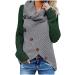 Bigfanshu Womens Autumn Winter Long Sleeve Sweatshirt and Cat Button Irregular Blouse Army Green - Buy Online on GoSupps.com