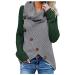 Bigfanshu Womens Autumn Winter Long Sleeve Sweatshirt and Cat Button Irregular Blouse Army Green