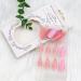 24PCS Medium Almond Flower Press on Nails - Pink Glossy False Nails with Glue | Spring Nail Decoration for Women - Buy Online on GoSupps.com
