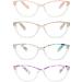 Vevesmundo Womens Cat Eye Reading Glasses Set - 4 Anti Blue Light Glasses 2.0 Diopter Spring Hinge Visual Aid - Buy Online on GoSupps.com