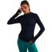 Womens Hooded Athletic Long Sleeve Running Shirts with Thumb Holes - Slim Fit - Black - Buy Online on GoSupps.com