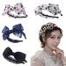 Misgirlot Bow Headbands for Women 4Pcs Lace Headband with Bow Knotted Headbands Polka Dot Headband for Women Cute Hair Hoop Hair Band with Bow Girls Hair Accessories (Random Color)