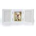 Pet Memorial Frames Cat or Dog Paw Print Keepsake Triple Folding Photo Frame with Clay Imprint Kit White
