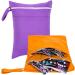 Yontree 2 Pcs Waterproof Reusable Nappy Bags | Wet Dry Clothes Storage Bag | Double Zipper Pockets | Washable | Purple+Orange - Buy Online on GoSupps.com