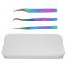 3-part eyelash tweezers non-slip eyelash tweezers stylish sliding cover design just curved tweezer set for eyelash extensions