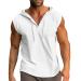 Rosennie Stringer Tank Top Men's V-neck Single-colored sleeveless hoodie cord strap wearer shirt with hooded summer wearing shirt loose gym tank top bodybuilding muscle shirts armpit shirts xl white