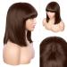 Chocolate Brown Bob Wig with Bangs for Black Women - 100% Brazilian Virgin Human Hair, 2x1 HD Lace, Glueless, 150% Density, 8 Inch Straight - Buy Online on GoSupps.com