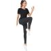 Deaviya Women's Sport T-Shirt - V-Neck Fitness Shirt for Gym Yoga & Workout - Black & Gray XL - Buy Online on GoSupps.com