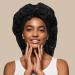 AWAYTR Long Satin Bonnet for Women - Double Layer Elastic Silk Hair Sleeping Cap (Black) - One Size - Buy Online on GoSupps.com