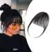 Elailite Clip on Bangs Human Hair Super Thin Fringe - 100% Real Remy Natural Hair 5 Inch With Temples Hair Piece - #1 Jet Black Super Thin #01 Jet Black