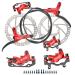 JFOYH 4-Piston Pre-Bled Hydraulic Disc Brake Set for Mountain Bike, Bike Disc Brake Kit with 160mm Rotors, Front and Rear Levers(PM Adapter Included) ZM3000 Red Left-Rear&Right-Front