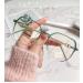 Parwana fashionable anti-blue lighting glasses oversized computer reader comfortable clear view flat light-mirror glasses (color: green size: +200) +200 green