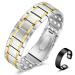 Vicmag magnetic hardship men three rows magnetic field therapy Titan steel bracelet for arthritis pain relief improved folding lock with adjustment tools (silver gold) 2-silver gold