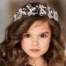 IYOU Princess Crystal Headpiece Silver Flower Wedding Headband Pearl Holy Communion Hair Accessories for Flower Girl Bride Bridesmaid - Buy Online on GoSupps.com