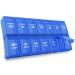 Annwer Tablet Box 7 days in the evening pill box 7 days 2 compartments moisture -resistant medication box week medication doser 14 subjects pills box (royal blue)