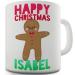 Berry Prints 11 OZ Personalised Happy Christmas Gingerbread Man Coffee Mugs for Tea Hot Chocolate - Ceramic Cups for Valentine Birthday Gift Home and Office