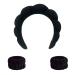 ZZGC Spa Headband for Women  Makeup Headband with 2Pcs Wrist Washband Towel Band Sponge & Terry Towel Cloth Fabric Hair Band for Makeup  Face Washing  Skincare Black