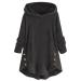 Hanxiulin plush jacket oversize warm lined fleecemantel women sweater fleece sweater long hood fleece jacket breathable warm cuddly hooded tops buffer jacket transition black xxl