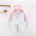 Haokaini Newborn Bear Snowsuit | Cotton Fleece Hooded Romper Jumpsuit | Baby Girls Boys 6-9 Months | White+Pink - Buy Online on GoSupps.com
