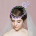 Minkissy Bridal Hair Wreath - Purple Flower Crown with Green Leaf Headband for Women and Girls - Perfect for Wedding and Party - Buy Online on GoSupps.com