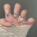 Long Press on Nails Long False Nail French Tip Fake Nails with 3D Butterfly Rhinestones Designs Glossy Full Cover Acrylic Nails for Women False Nails & Accessories - Buy Online on GoSupps.com