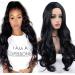 Zanawig's long corrugated black synthetic wigs curly middle part no pointed wig for women heat -resistant hair wigs 24 inches 24inch (60cm) black