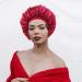 2PCS Satin Silk Extra Large Bonnet Sleep Cap Set for Black Women - Wine Red & Black - Buy Online on GoSupps.com