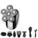 Head Shavers for Bald Men 6 in 1 Men's 4D Electric Shaver Rechargeable 6 Floating Heads Beard Nose Ear Hair Trimmer Bald Head for Men Razor Clipper Face (Color : Silver)