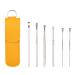 NAUZE 6Pcs Ear Wax Removal Kit Stainless Steel Earwax Cleaner Tool Reusable Metal Ear Cleaner with Portable Bag for Children and Adults(Yellow)