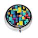 Square Geometry Diagramround Pill Box 3 Compartment Round Pill Box Organizer &Portable Travel Pill Box for Traveling.
