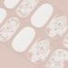 DANNI & TONI 28 Stickers Semi Cured Nail Wraps Soft Self-Adhesive Gel Nail Stickers(Exoticism) Clear Colour Painted with White European Patterns.