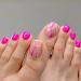 QINGGE Press on Toenails Nude Pink Square Fake Toenails with Swirls Design Fake Nails Actylic Toe Nails for Women Glossy Toe Nail Tips Glue on ToeNails 24 pcs A1 Hot Nude Pink
