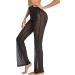 Verdusa Women's Rhinestone Mesh Rave Pants - High Waist Flared Bell Dance Bottom in Black - Size Large - Buy Online on GoSupps.com