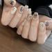 Handmade Fake Nail Patches with Butterfly Design and Pearl Enhancement for Short Round Nails(XS)