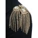 Pair of Gold Rhinestone Stitch Sewing Appliques Patches with Crystal Tassel Fringe - Shoulder Epaulette Accessories - Buy Online on GoSupps.com