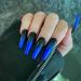 Yheakne Extra Long Coffin Ombre Press-On Nails | Shiny Ballerina Clip-On | Luxurious Blue & Black Gradient | 24-Piece Complete Set (Style B) - Buy Online on GoSupps.com