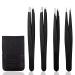 Ey brow tweezes set Jiasoval 4 pieces of tweezon set with case precise eyebrow plucking set for ingrown hair face hair removal professional stainless steel beauty tool for women and one