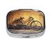 Old Bicycle Printing 2 Compartment Small Pill Case Cute Small Pill Box Purse Pill Boxs Travel Pill Organizer for Pocket Purse and Travel Gifts