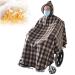 Wheelchair Zip Blanket Fleece Hood Wheelchair Water Proof Cloak Keep Warm Shawl Double Layer Thick Cloth Shawl Thermal Blanket Winter Wheelchair Cover Clothing for Disabled Elderly