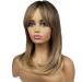 MIMISERVICE Long Light Brown Wigs for Women  Brown Wigs with Bangs Layered Shoulder Length Synthetic Wig for Daily Party (20 inch) 20 Inch Light Brown