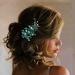 Crystal Bride Wedding Hair Clip - Silver Rhinestone Bridal Accessories for Women and Girls (D Green) - Buy Online on GoSupps.com