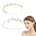 2 Jewelled Vine Hairpieces Gold Metal Headband Charm Hair Hoop Headdress Vintage Decorative Headwear Elastic Fashion Hair Accessories Women Girl Daughter(rhinestone stars+opal three-petal flowers)