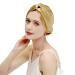 ZIMASILK 22 Momme Organic Pure Mulberry Silk Bonnet for Women Hair Care Natural Silk Hair Wrap for Sleeping Silk Sleep Cap with Elastic Stay On Head Classic Pleated(1Pc Golden) One Size Golden