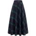 Sanahy Women's High Elastic Waist Plaid Wool Maxi Skirt - Long Flare A-line Vintage Skirt with Pockets | L Blue - Buy Online on GoSupps.com