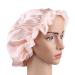 LEORX Satin Sleep Cap Lace Decor Soft Silk Night Cap Adjustable Sleeping Bonnet for Women (Pink)
