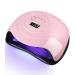 Birshe Geln gel Lamp UV LED 168W Professional nail dryer lamp UV lamp nails for gel nail polish portable nail dryers with 10/30/60/99S Timer sensor LCD display (Playful pink)