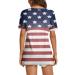 4th of July Women's Loose Fit Shirt - Patriotic Stars & Stripes Tee (Blue, XXL) - Buy Online on GoSupps.com